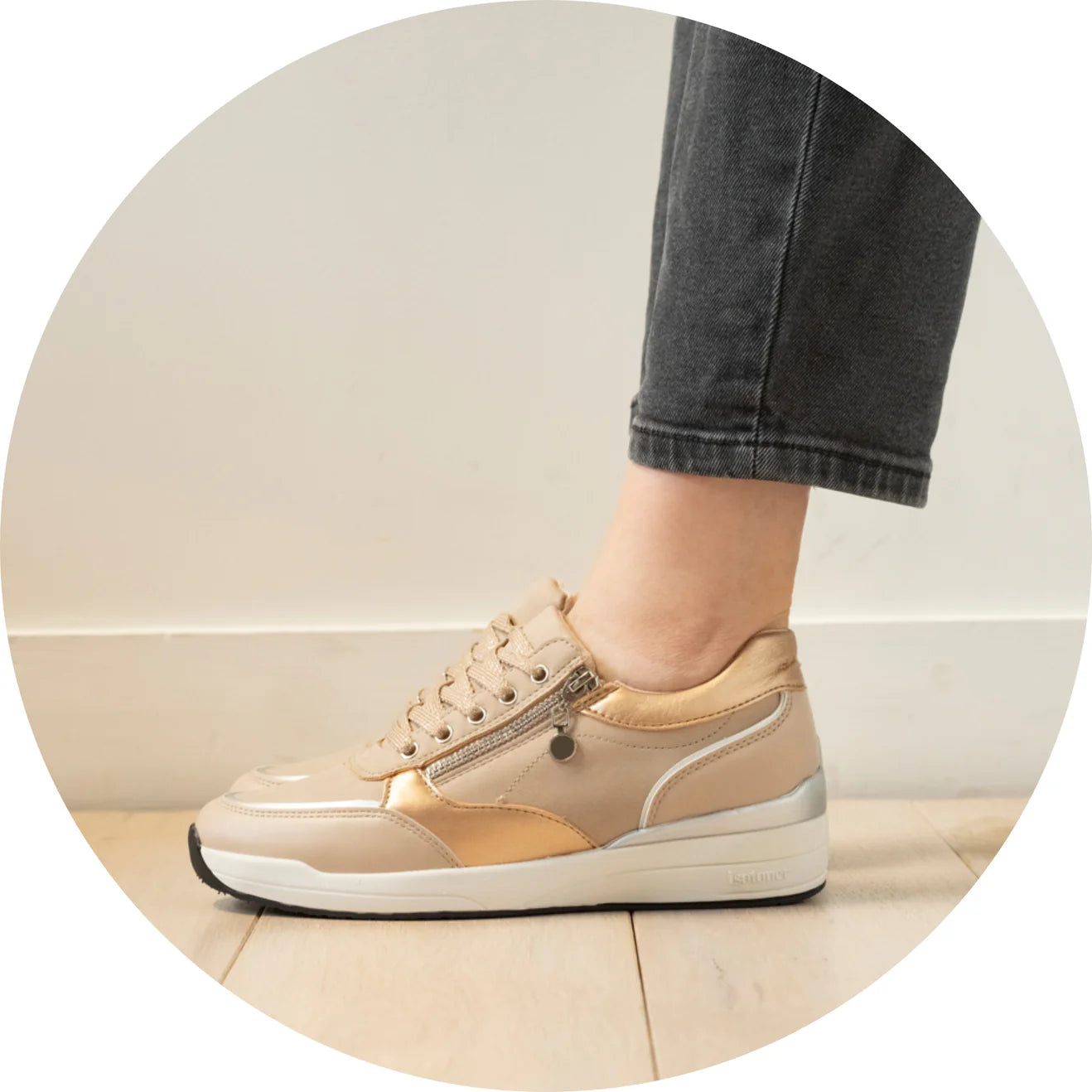 Baskets Isotoner confort zippées Beige