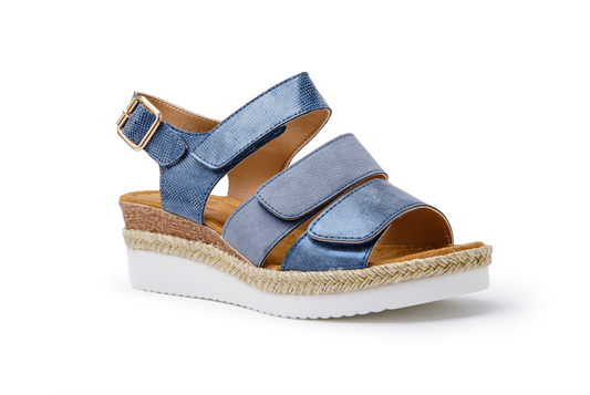 Sandales à scratchs bleu jean | F6561