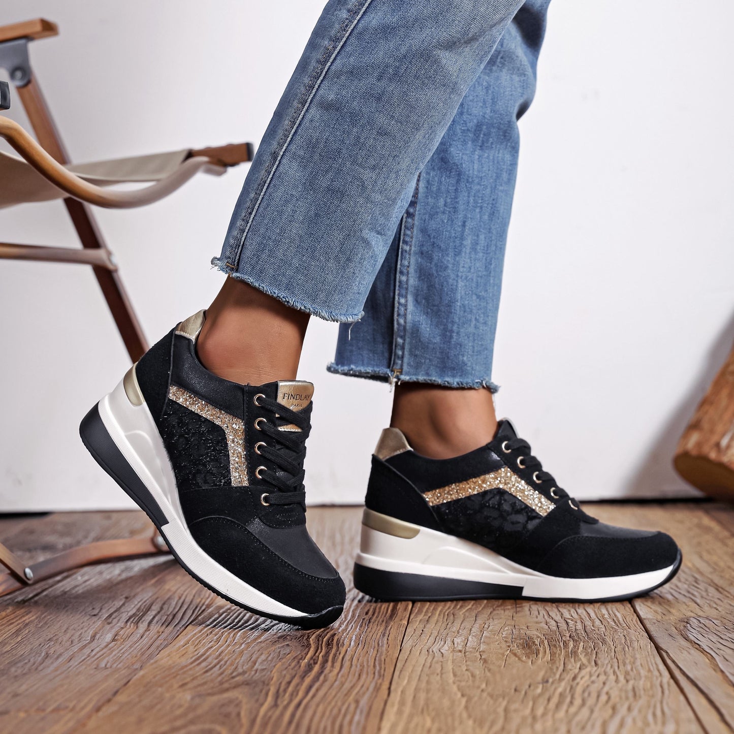 Baskets compensées | F0938 Noir
