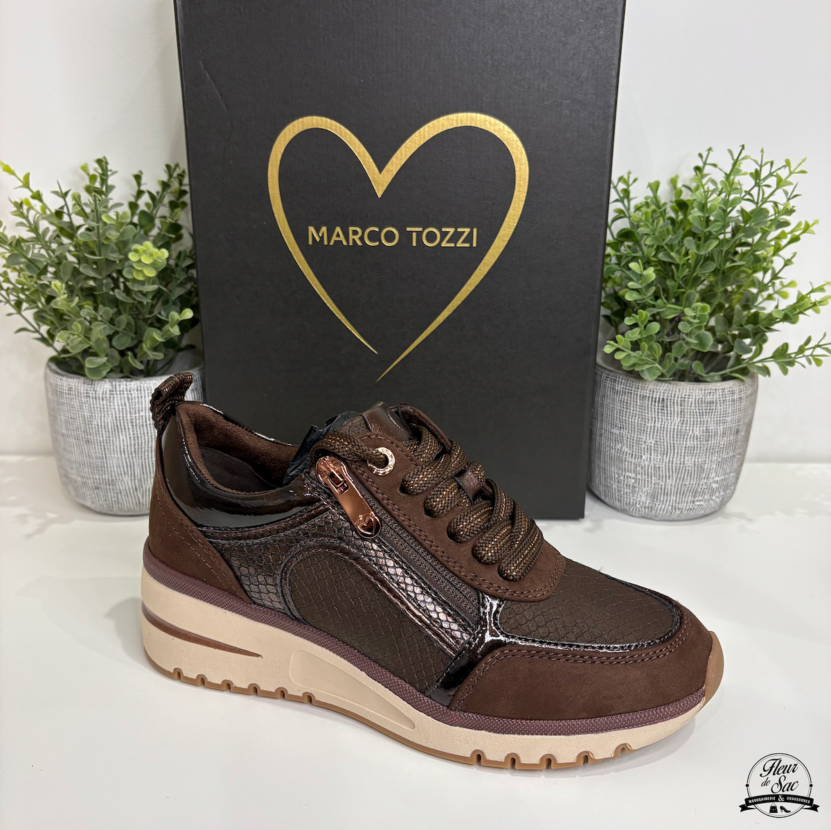 Marco Tozzi – Baskets à zip Choco Comb | 2-23767-45-353