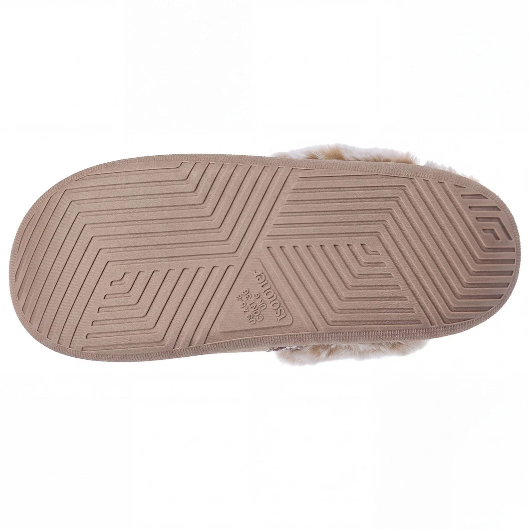 Chaussons Mules Femme BLOUP Beige | Isotoner | 97441