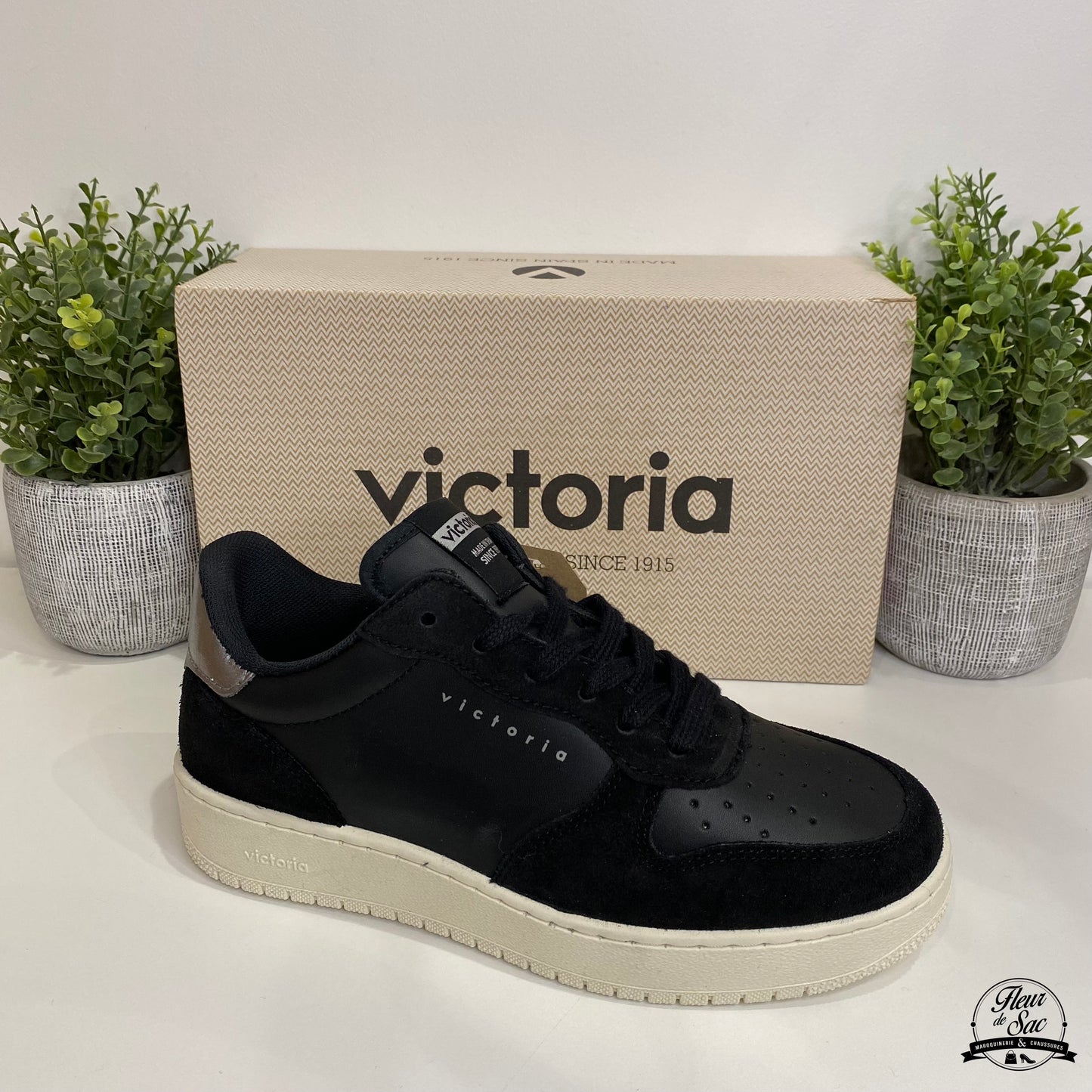 Madrid cuir fendu & effet cuir | VICTORIA 1258255 Noir