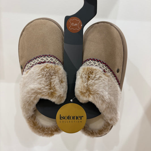 Chaussons mules XTRA confort Isotoner | Beige | 97441