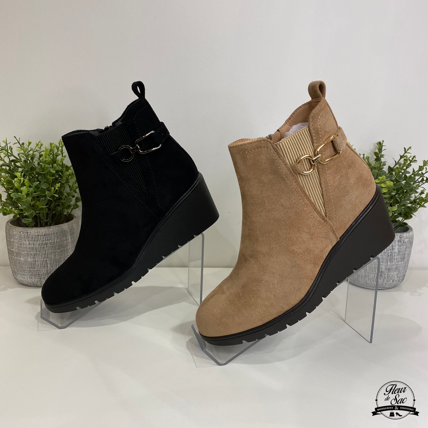 Bottines compensées | CHC283 Beige