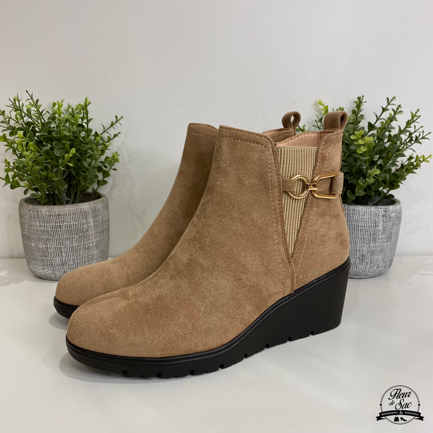 Bottines compensées | CHC283 Beige