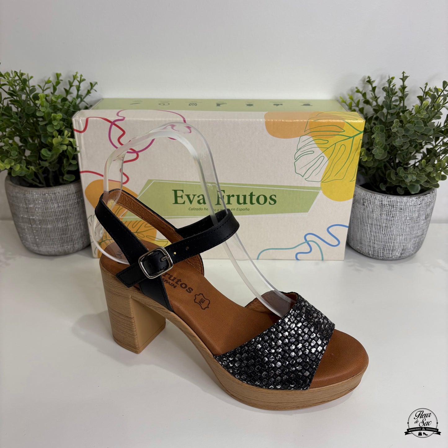 Sandales en cuir Eva Frutos | 6869 Noir